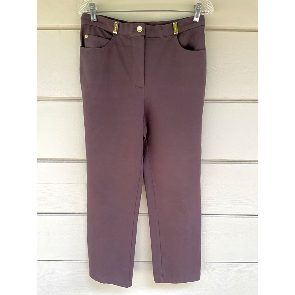 St. John Sport by Marie Gray New Oak Jeans w Gold Belt Loop Hardware, Size 8